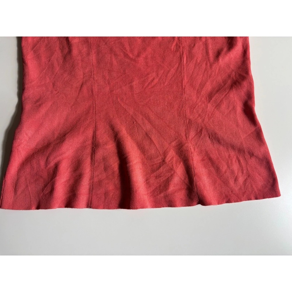 Talbots Peplum Top Womens PS Coral Slim Fitted Short Sleeve Square Neck Pullover - Picture 5 of 7